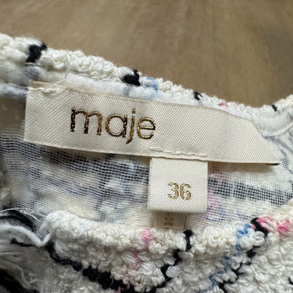 Maje Plaid Tweed Mini Dress Size Cotton Fringe Hem Size 36, US Small‎ - Picture 7 of 12